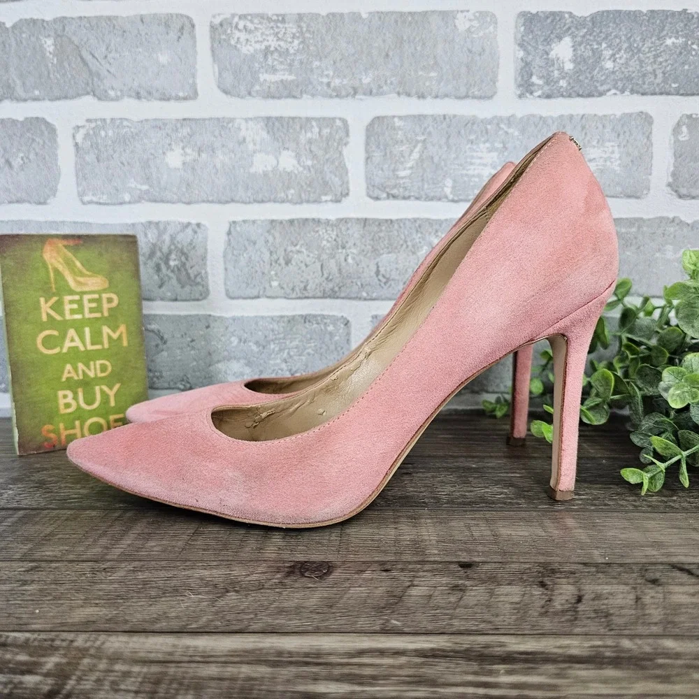 Sam Edelman Hazel Pink Suede Pointed Toe Stiletto Pumps Womens 8.5M Coquette - Picture 1 of 8